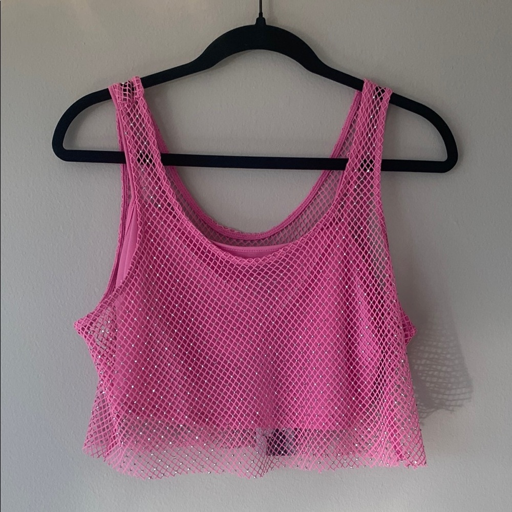 NWT Sincerely Jules Pink Mesh Crop Top